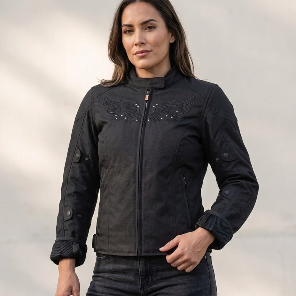 NWOT Street & Steel Black Textile Armored Motorcycle Riding Jacket | Women’s XS